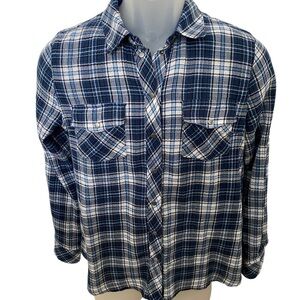 KUT FROM THE KLOTH Blue Plaid Long Sleeve Top Shirt Women SP Petite Small
